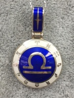 Кулон знак "Зодиака" серебро белая синяя эмаль