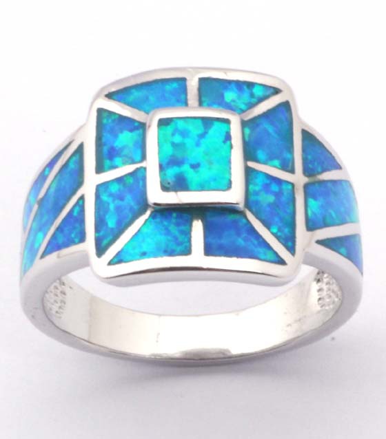 Кольцо звезда Давида с голубым опалом серебро